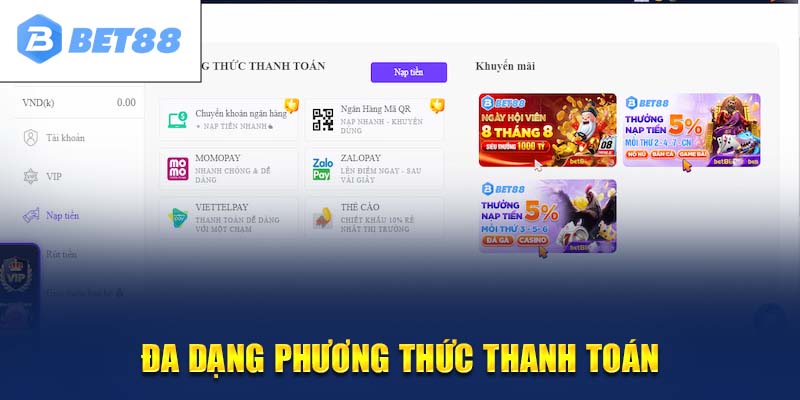 Nạp tiền Bet88 dễ dàng qua hình thức chuyển khoản ngân hàng